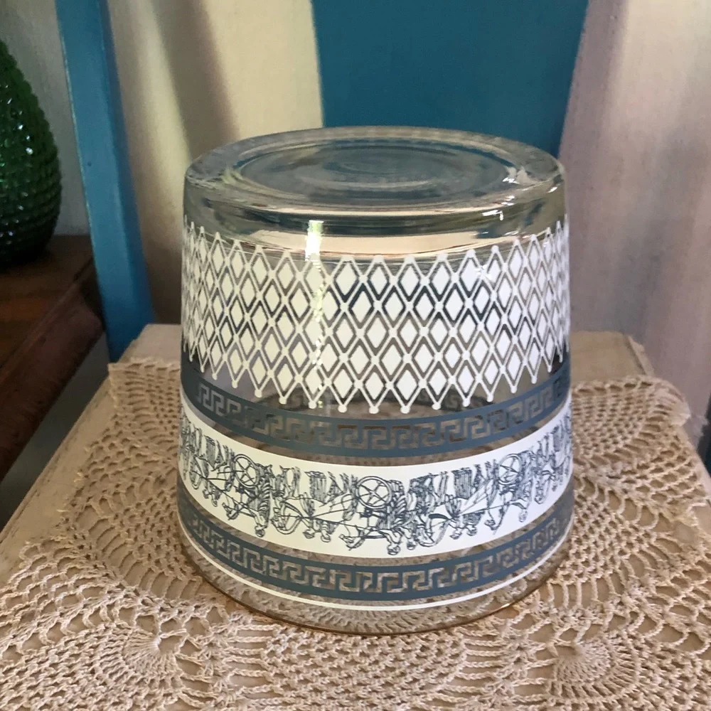 Vintage Jeannette Patrician Egyptian Greek Glass Ice Bucket